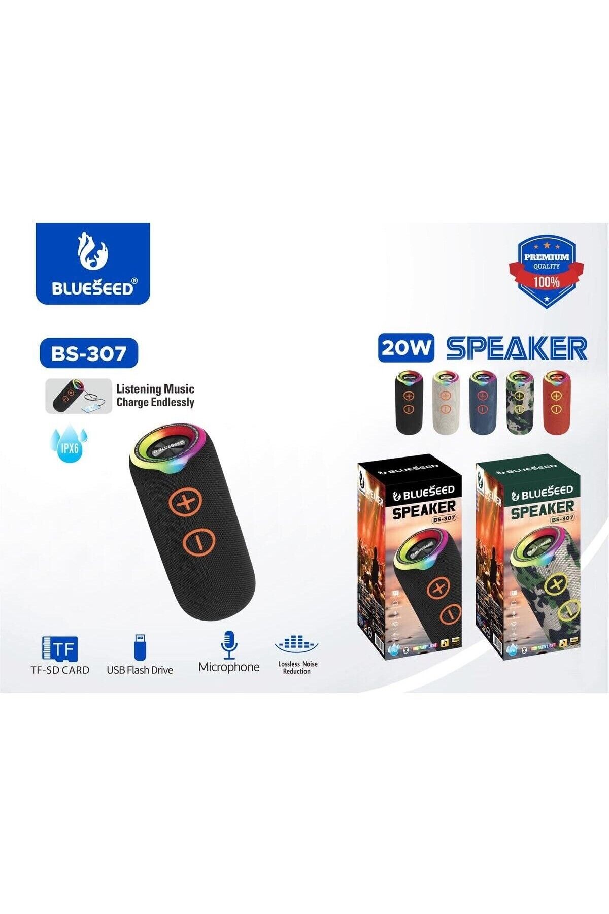 BinBirTekno BS-307 BLUETOOTH HOPARLÖR 20W-LACİVERT