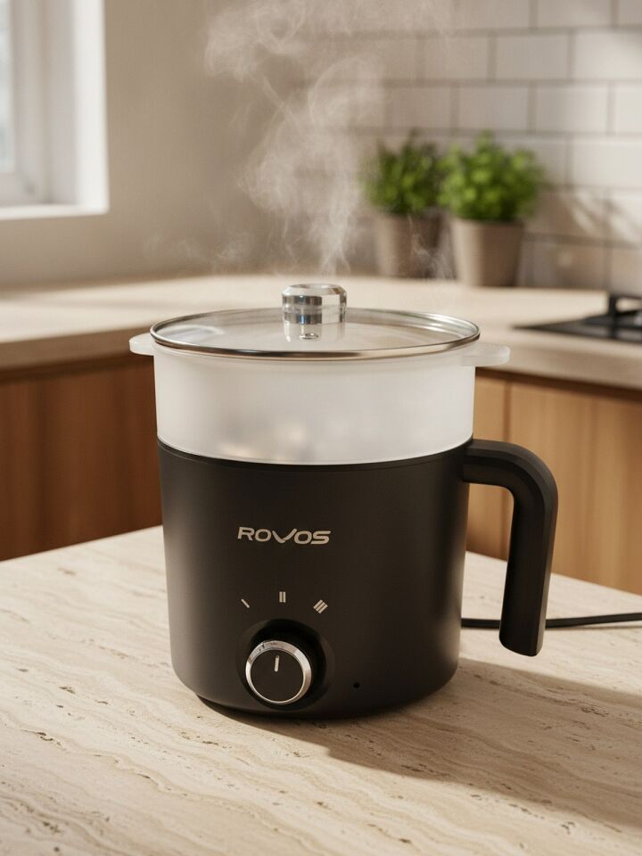 ROVOS RV-5100 Elektrikli Buharlı & Yağlı Pişirici 1.8 Litre – 300W-600W 3 Kademeli Isıtma